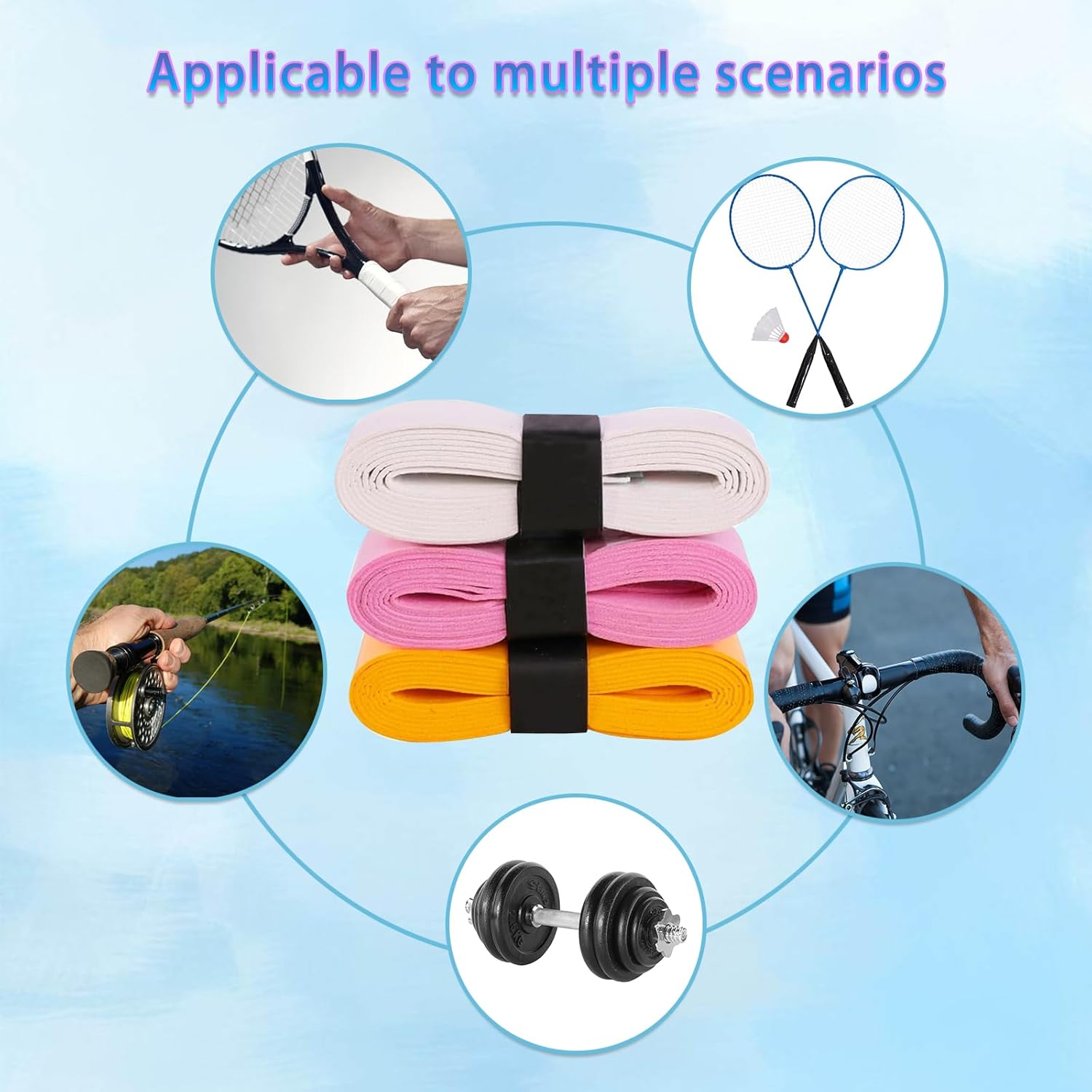 Fidqiog 20 Pack Tennis Racket Grip Tape, Anti-Slip Badminton Grip Tape, PU Upgraded Fabric Overgrip for Tennis Rackets, Badminton, Fishing - Image 5