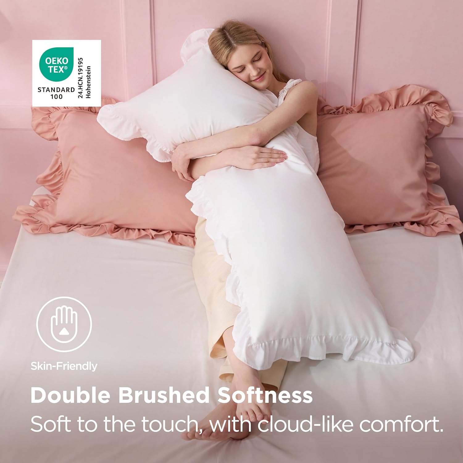 Bedsure Full Size Mattress Pad - Quilted Fitted Mattress Topper Protector with 8-21 Inches Deep Pocket, Noiseless Breathable Bed Cover Padded, Machine Washable, White, 54x75 InchesBedsure Ruffle BodyB