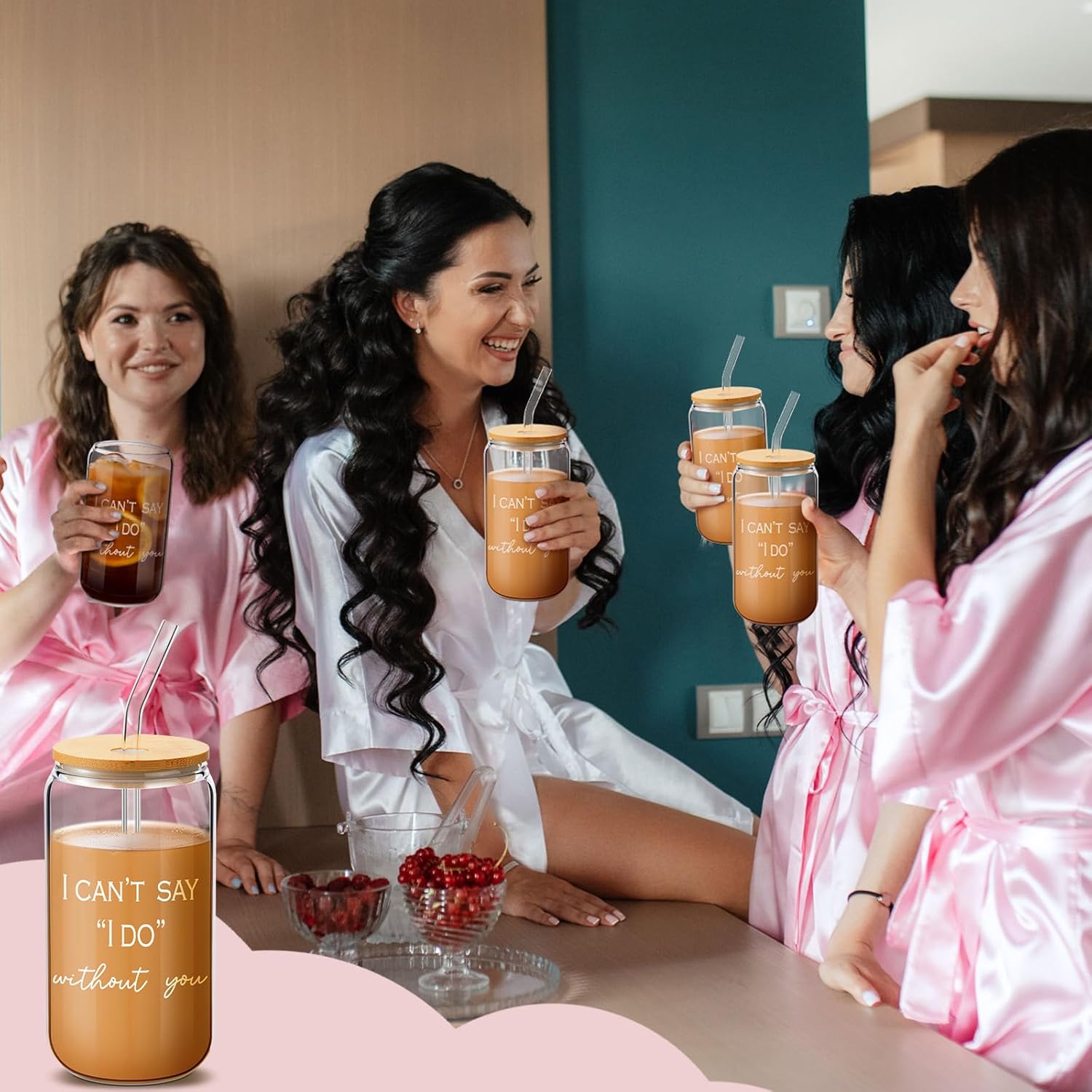 8 Pcs Bridesmaid Proposal Gifts 16 oz I Can't Say I Do Without You Cup Can Shaped Glass Drinking Glasses Bridesmaid Proposal Gifts for Women Engagement Wedding Bridal Shower Travel Portable