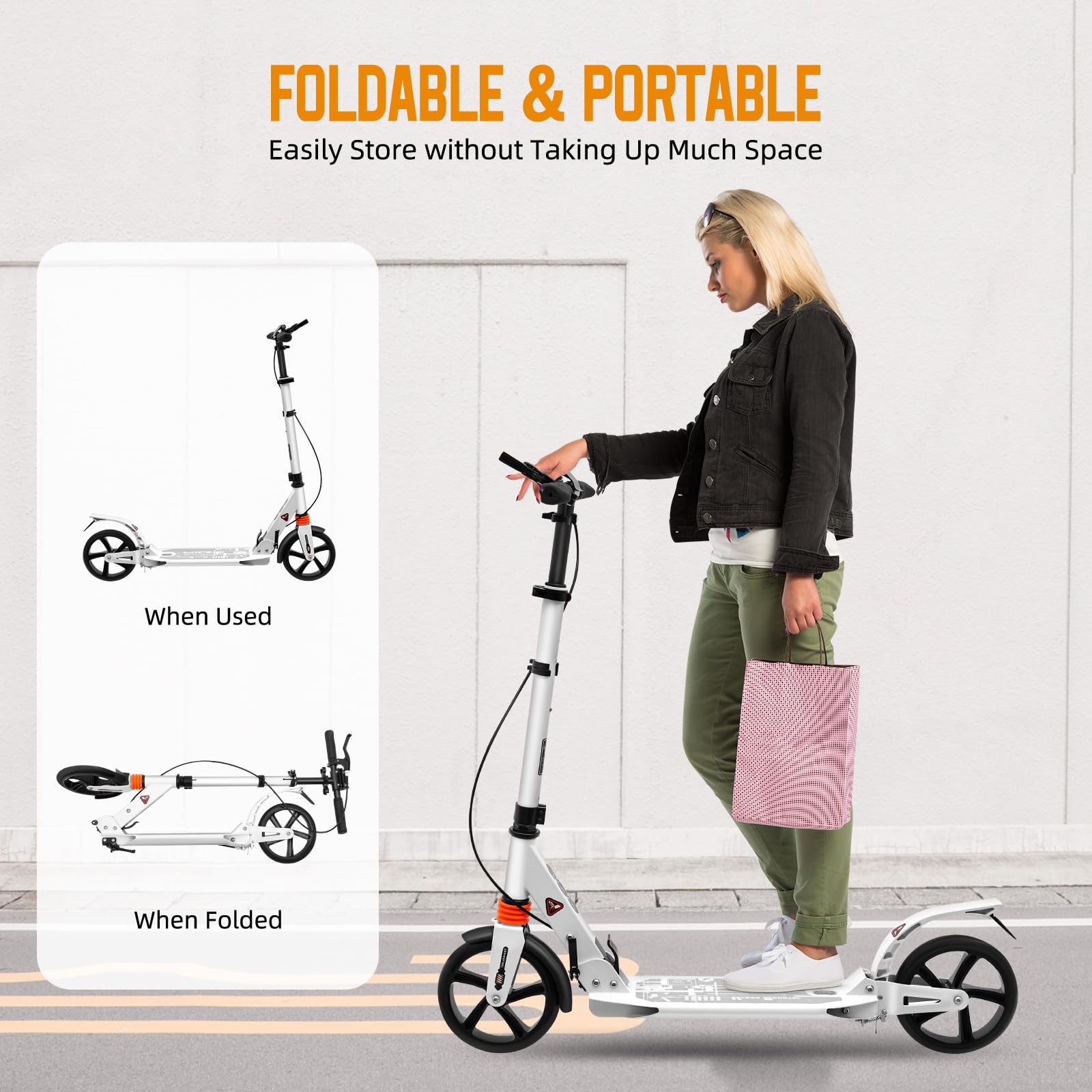 Hikole Trottinette Pour Enfant Avec Roues à LED, Hauteur Réglable Pour