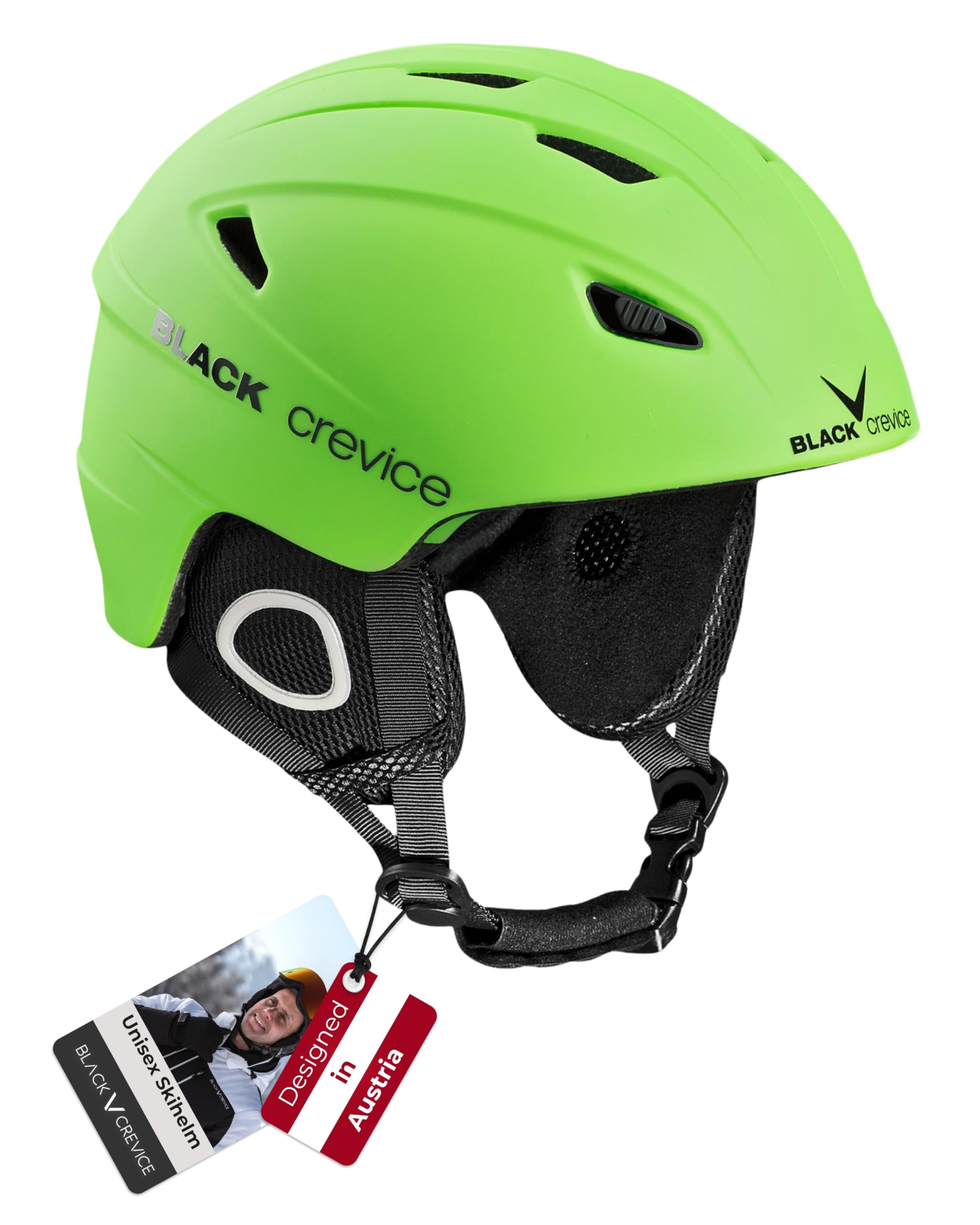 Black Crevice Skihelm Kitzbühel I Ski-Helm in sportlichem Design I Skihelm Herren & Damen I Skihelm aus Polycarbonat I Atmungsaktiver Ski-Helm I Größenverstellbar