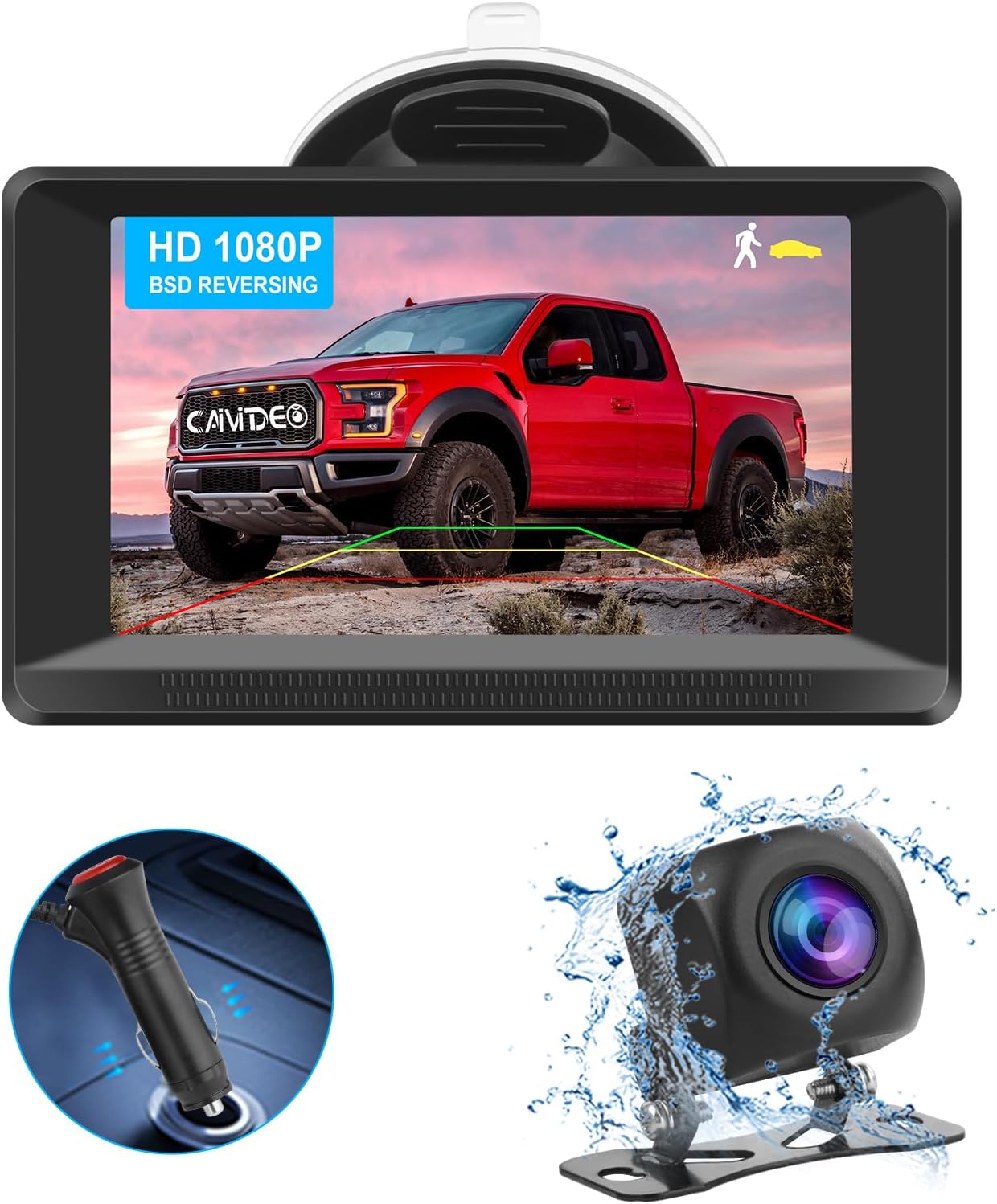 Vehicle Wired Backup Camera with 4.3" Monitor Full Color Night Vision Motion Detection 170° Wide View License Plate Reverse Backup Camera Reduce Blind Spots for Small Car SUV Pickup Cybertruck