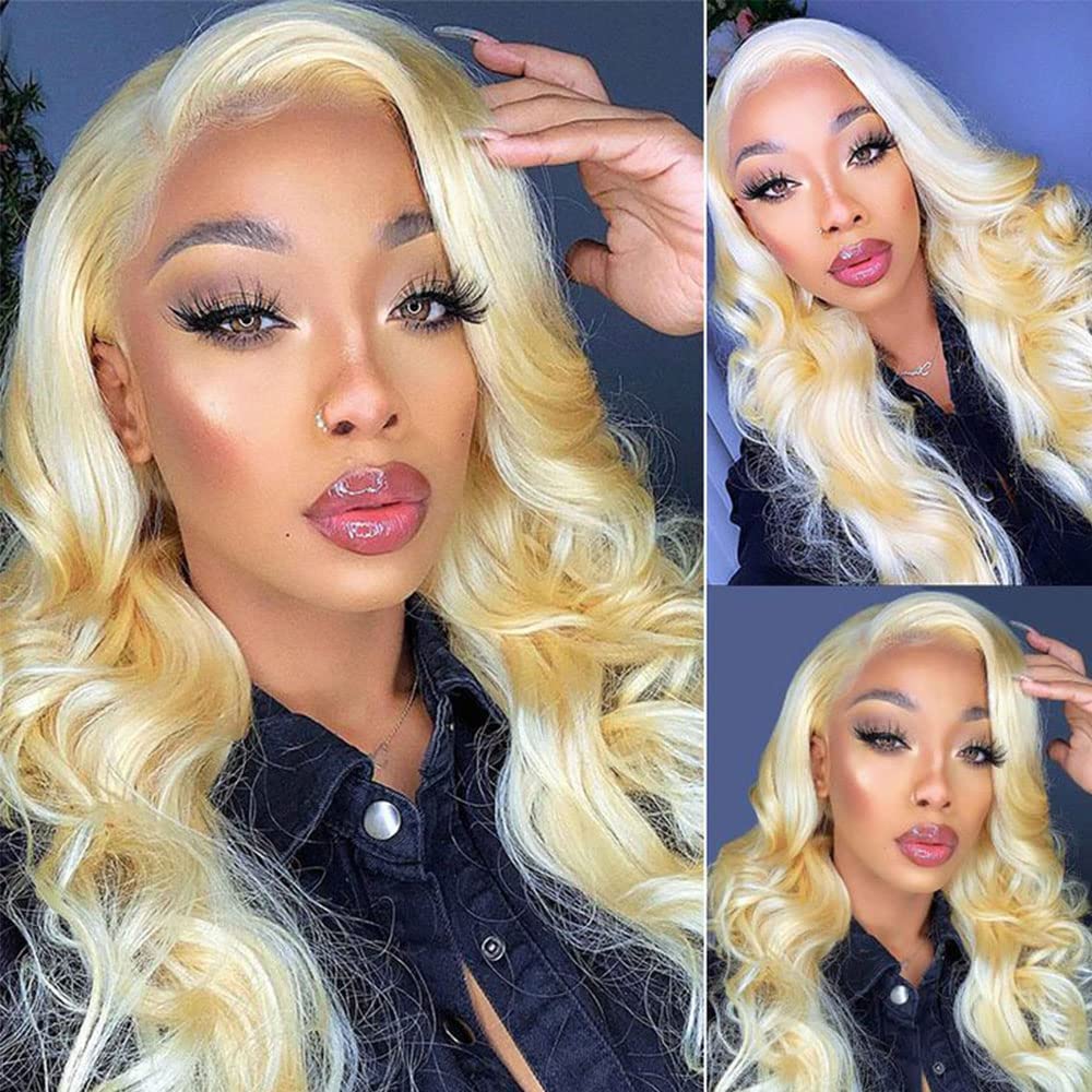 LUMIERE 613 Blonde Body Wave Lace Front Wig - 613 Frontal Wig for Black Women 13x5x1 HD Lace Frontal Wig with Baby Hair Grade 10A Remy Hair 160% Density Bouncy and Soft 28 Inch