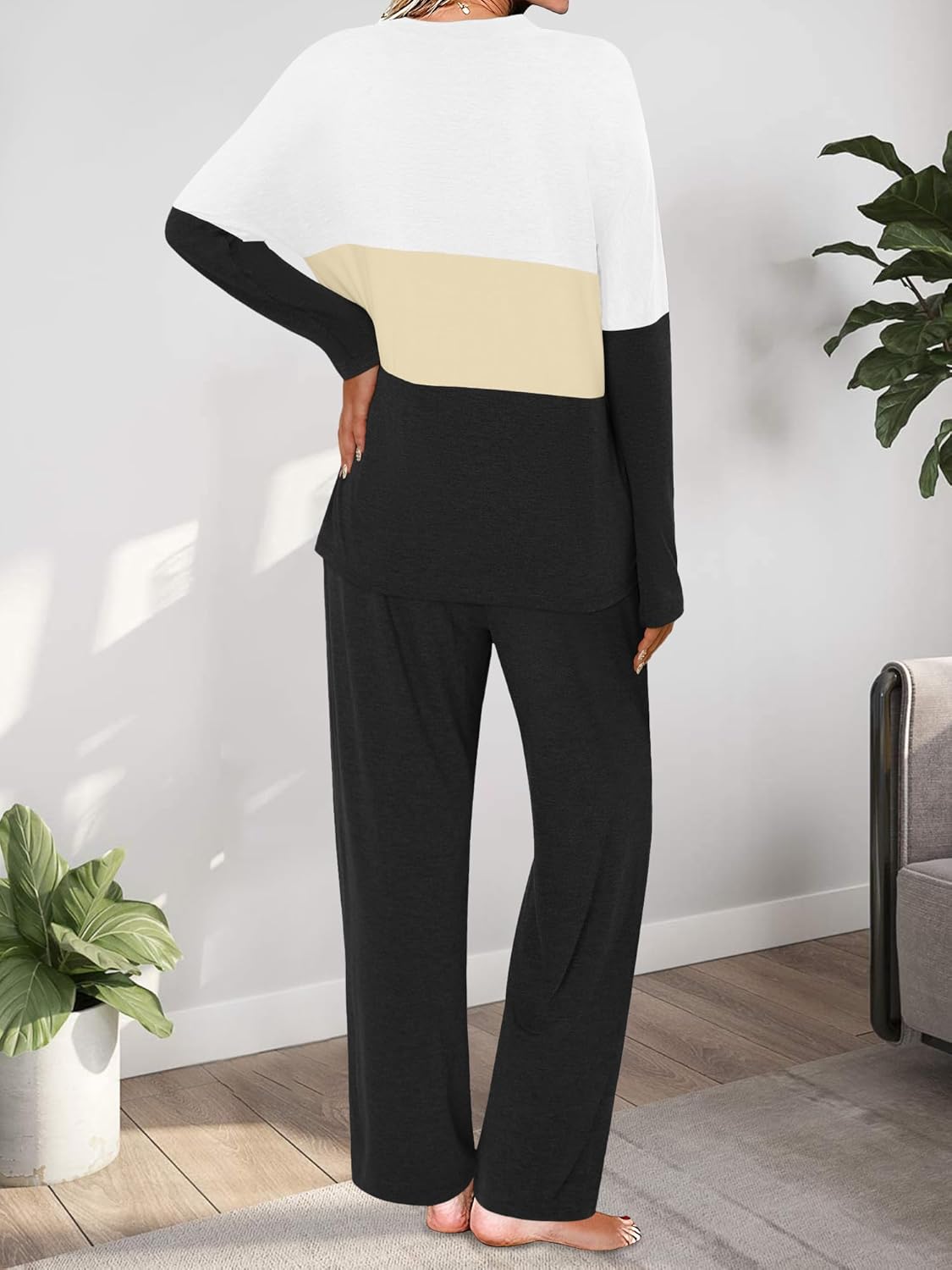 Magritta Lounge Sets for Womens 2 Piece Outfits Crewneck Long Sleeve Tops Wide Leg Pants Casual Travel Sweatsuit - Image 4