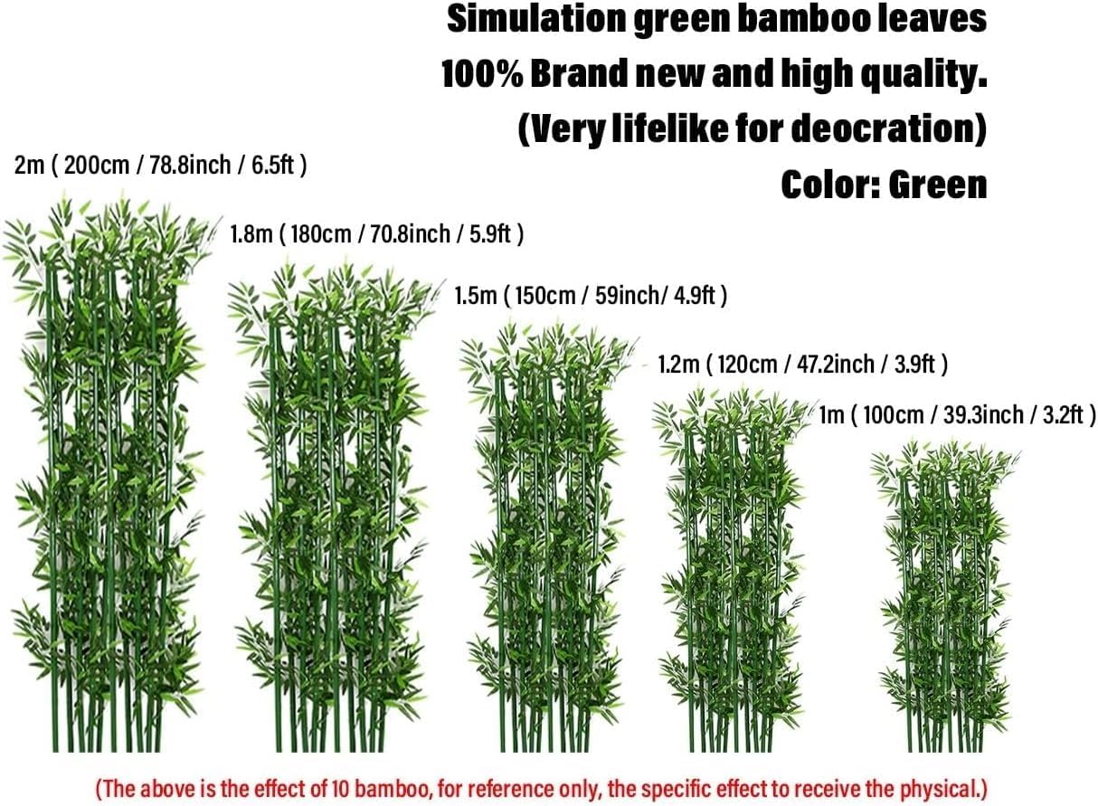 fake amboo 4ft 5ft 6ft Large Artificial Bamboo Plants Trees Outdoor Indoor 4ft 5ft 6ft Tall, Fake Bamboo Silk Faux Tree DIY Decor With Leaves For Garden Fence Privacy Screen Courtyard Entrance(40pack,