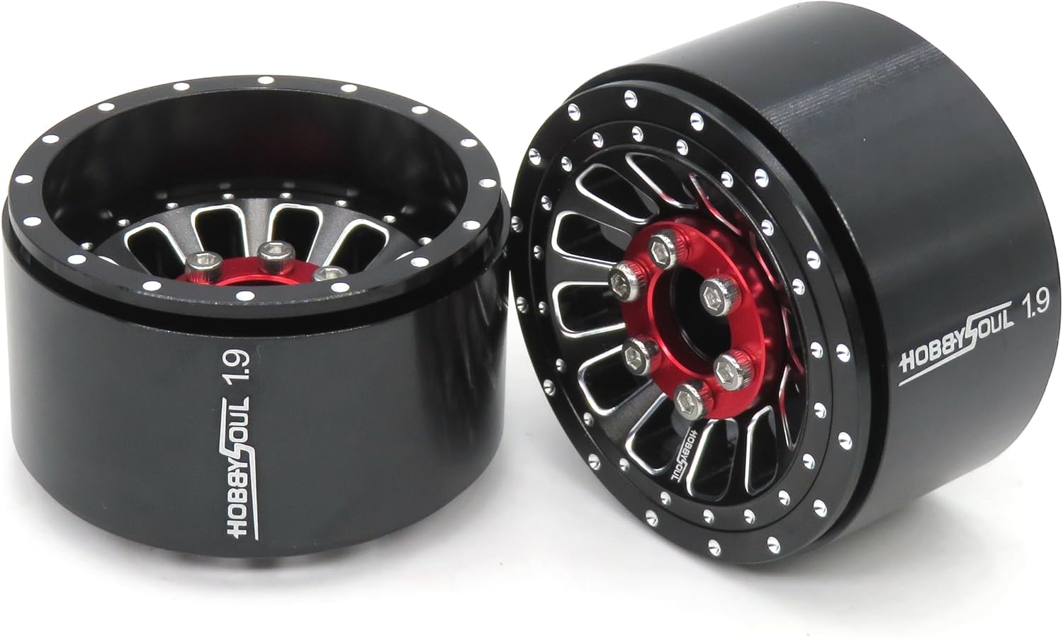 hobbysoul RC 1.9 Beadlock Wheels Adjustable 4 Negative Offsets Rims Wide 31mm for 1/10 Crawler Traxxas TRX-4 Tamiay CC01 Axial SCX10 Redcat Gen8, (4-Pack)