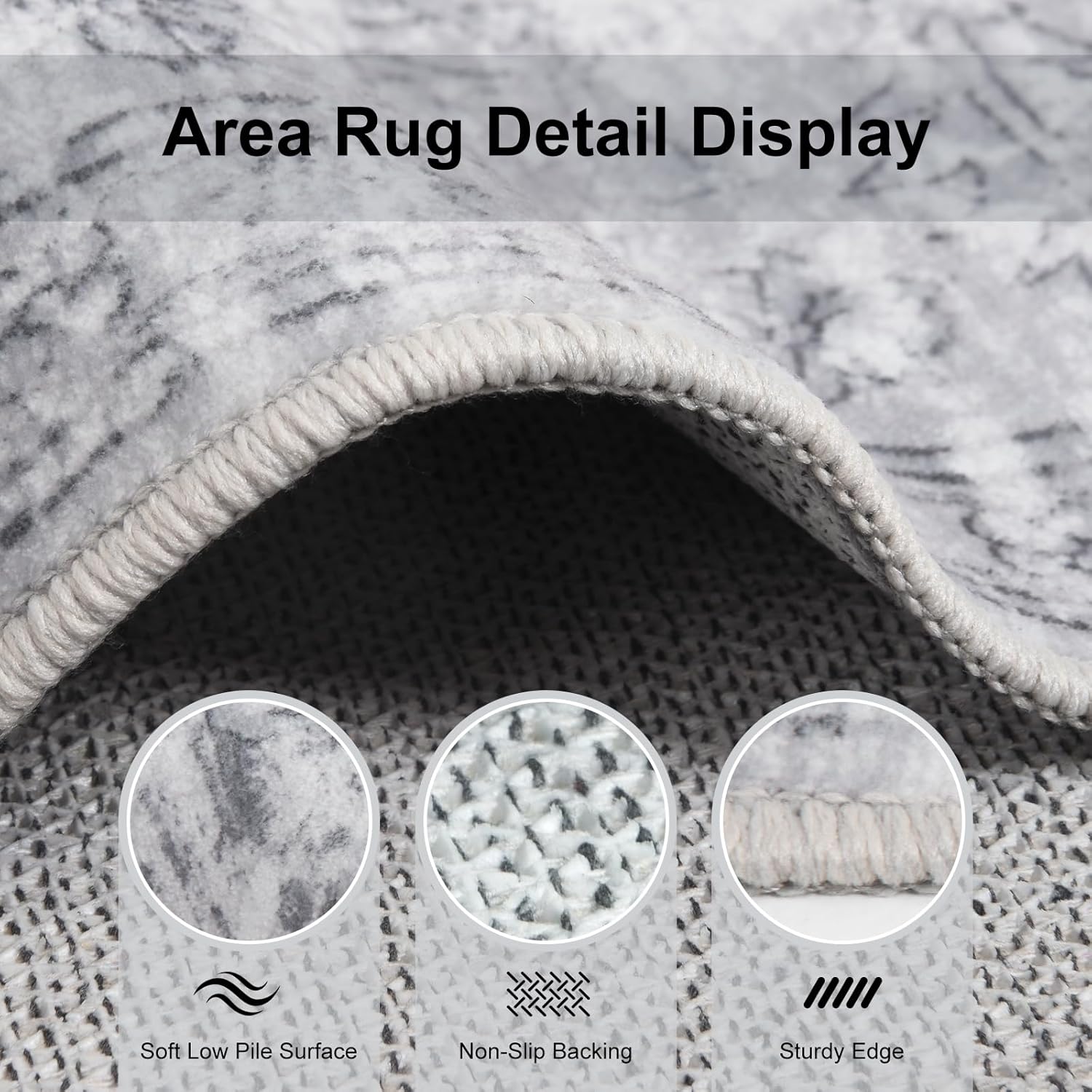 Washable Rugs 8x10 Area Rugs for Living Room, Large Modern Neutral Rugs for Bedroom, Soft Vintage Dining Room Rug, Low Pile Non Slip, Boho Print Grey Carpet for Nursery Playroom Home Office-Gray8'x10'