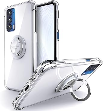 Silverback for Moto Edge 5G Case Clear with Ring Kickstand, Protective Soft TPU Shock -Absorbing Bumper Shockproof Phone Case for Motorola Edge 5G 2021 -Clear