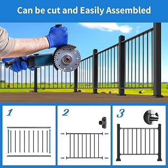 36+2 H x 6 ft. W Aluminum Porch & Deck Railing Kit, Upgrade Guardrail System with Textured Black AAMA 2604 Powder-Coat Finish for Outdoor Decks, Porches & Balconies (1 Post, 1 Panel)