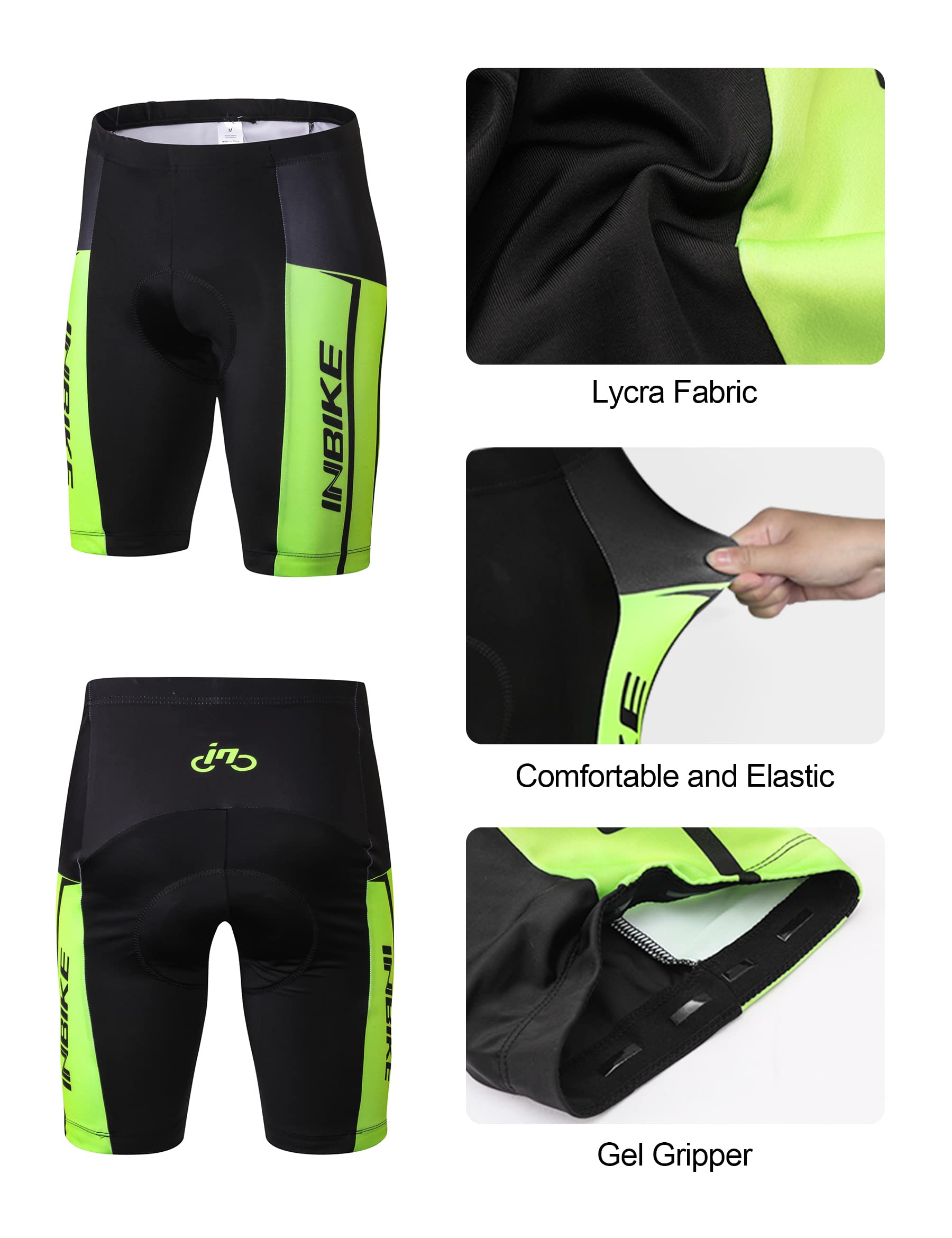 INBIKE Radtrikot Set Herren Kurzarm mit Sitzpolster Schnell Trocknend Atmungsaktiv Fahrradbekleidung Fahrradtrikot+Trägerhose/Radlerhose für Radfahren MTB Rennrad QG194