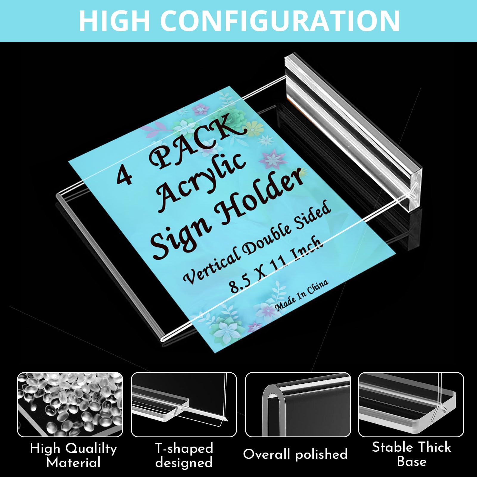 A4 Clear Acryl Plexi Sign-houders Horizontaal met 3M Tape, Muur Teken Memo Document Menu Houder voor Kantoor, Thuis, Winkel, Restaurant-Geen Boren (6 Pack
