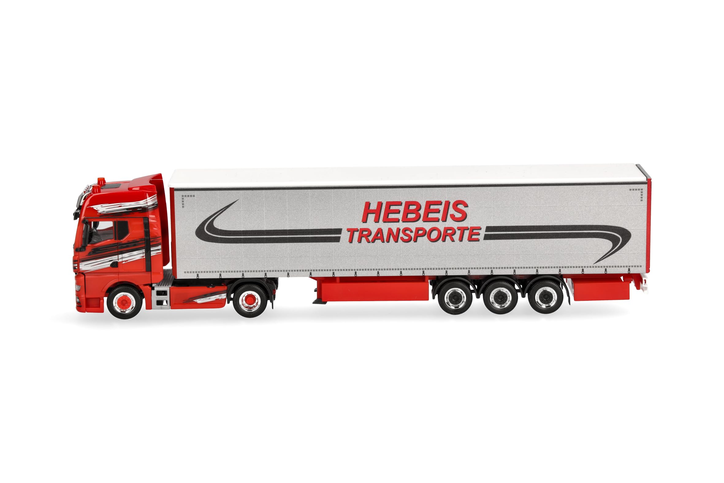 Herpa LKW Modell MAN TGX GX Gardinenplanen-Sattelzug Hebeis Transporte, Miniatur im Maßstab 1:87, Sammlerstück, Made in Germany, Kunststoff