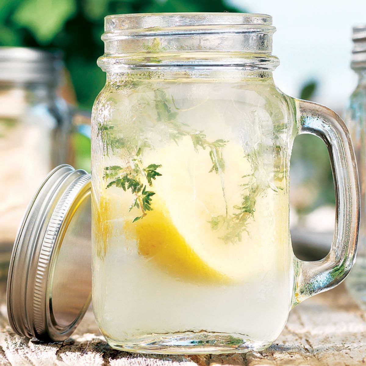 Palais Mason Jar Tumbler Mug with Stainless Steel Lid - 16 Ounces - Set of 4 - (Standard Clear)
