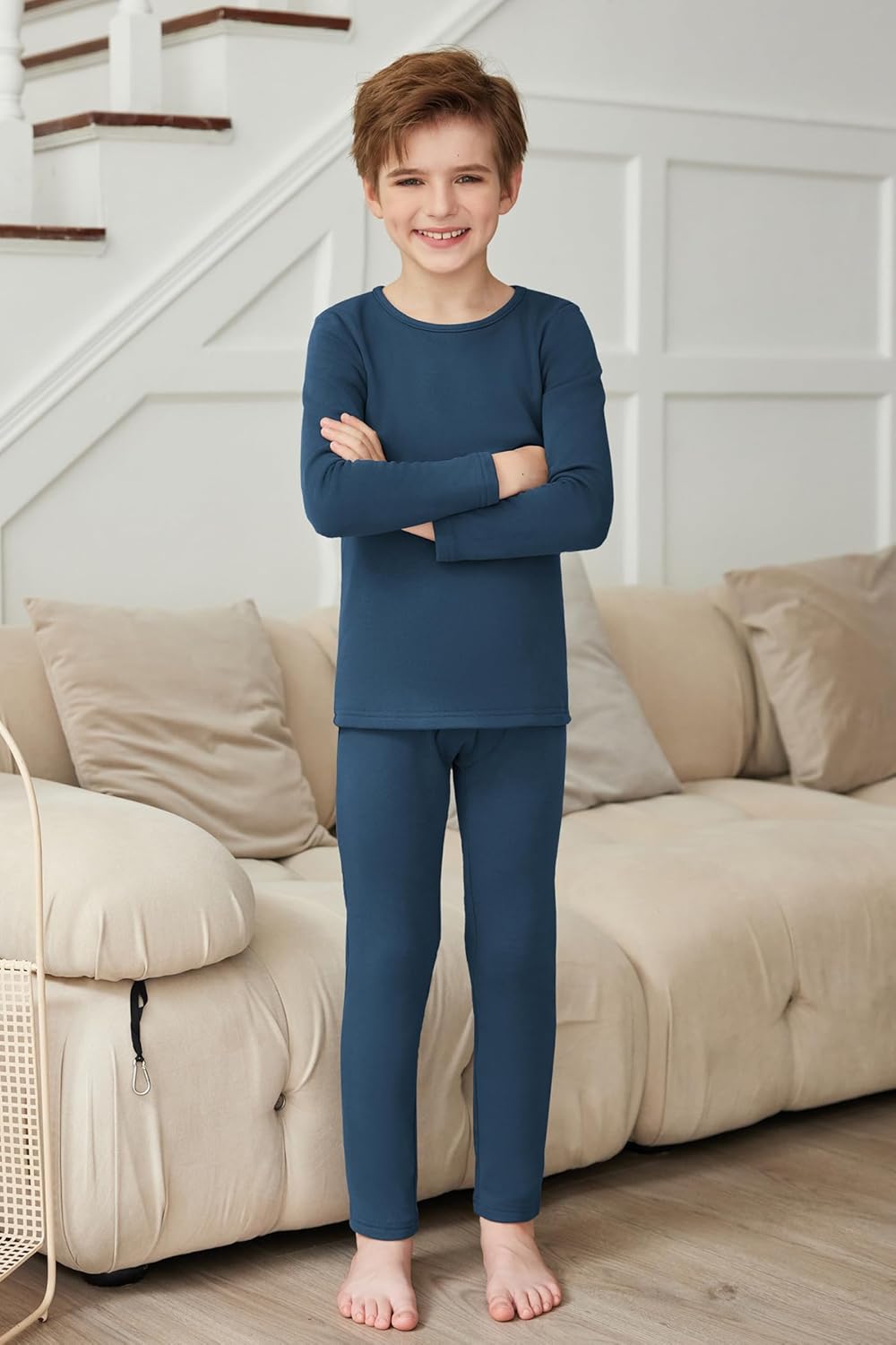 Arshienr Boys Thermal Underwear Set 2-Piece Base Layer Fleece Lined Long Johns Top Bottom Warm Set for Cold Weather - Image 2