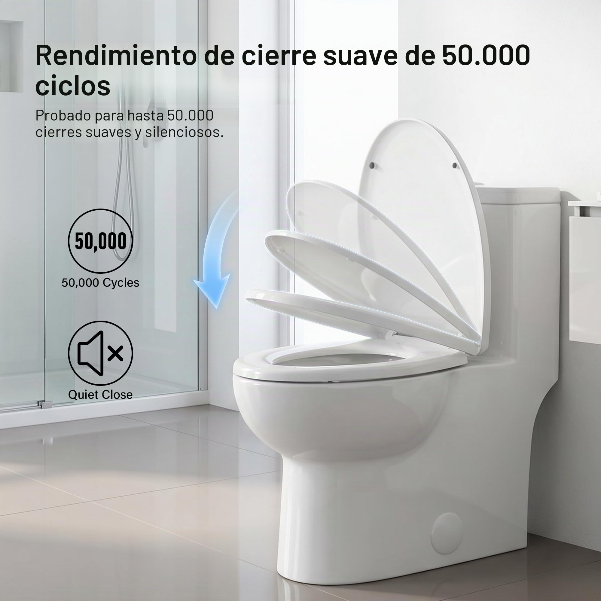Asiento de inodoro de cierre suave, asiento de inodoro con liberación rápida para una fácil limpieza, asientos de inodoro estándar ovalados, fijación superior simple, asiento de inodoro universal, sin