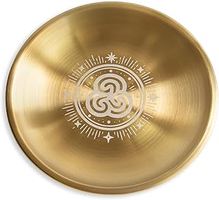 Offering Bowl Prayer Ritual Plate Great for Wicca, Altar use, Ritual use, Incense Burner, smudging Bowl, Decoration (Golden Triskelion)
