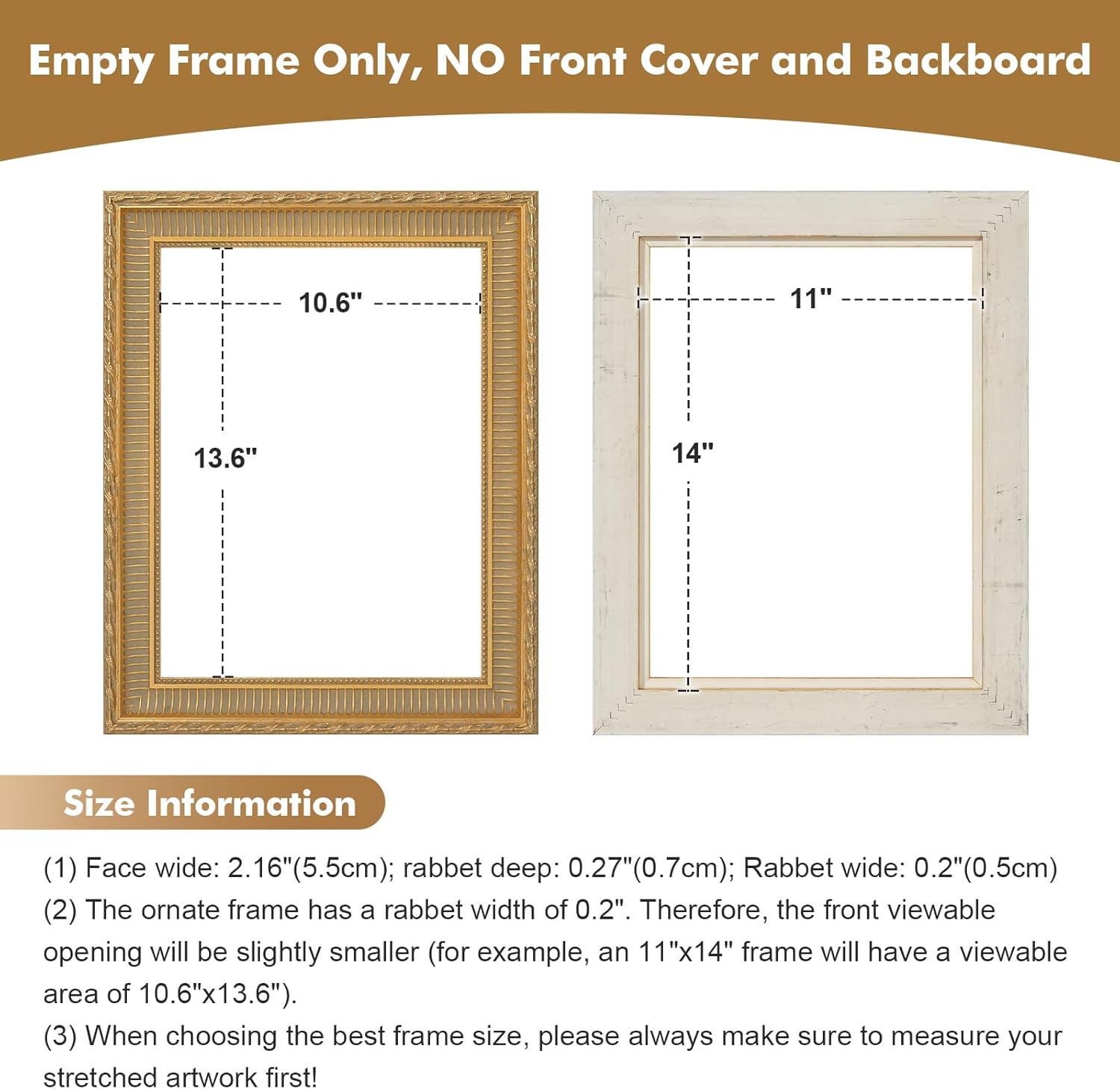 8x8 Ornate Frame for Canvas Paintings, 2.2" Wide Antique Gold French-style Wood Frame for Watercolor Art Wedding Portrait for Tabletop Gallery Wall Living Room Decor, No Back & Glass