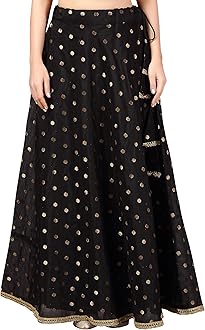 Women's Polyester Readymade Chanderi Silk Long Skirt Lahenga
