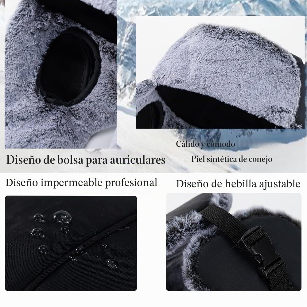 Ruso Trampero Trapper Hat Mujere Hombre Chicas Orejas Gorra Bombardero Sombrero cálido frío máscara a Prueba de Viento Ears Bomber Ushanka Russian