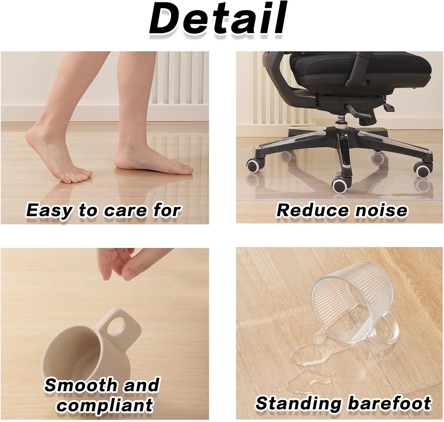 Office Chair Mat for Hardwood Floors Hard Floor Chair Mats Office Chair Floor Protector Floor Protector Mat Wipeable Table Cover Protector Desk Mat Easy to Clean (Size : W60*L90cmT1.3mm)