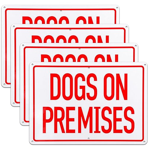 Zonon 4 carteles de perro en las instalaciones de 10 x 7 pulgadas, letrero de metal reflectante resistente de aluminio óxido, protección UV y