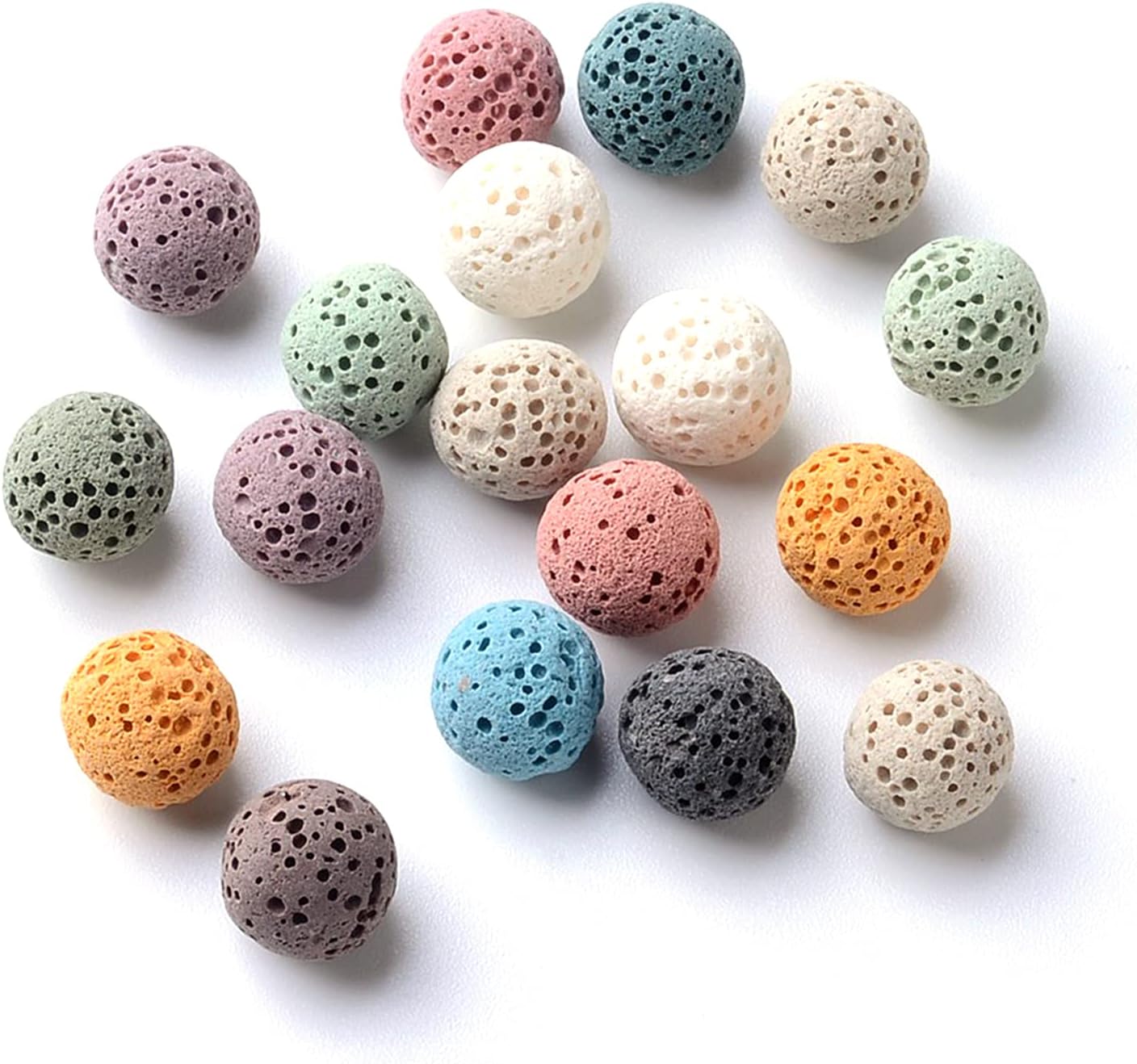 Craftdady 200Pcs Unwaxed Natural Round Lava Stone Beads 8mm Sphere Orb Ball Volcanic Rock Gemstone Loose Beads No Hole for Jewelry Craft Essential Oil Bracelet, Random Color
