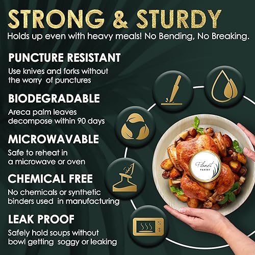 Miniatura 3 de Planet Pantry Plato profundo rectangular desechable de hoja de palmera de 6 x 5 pulgadas (25 piezas) de madera similar al bambú y plástico