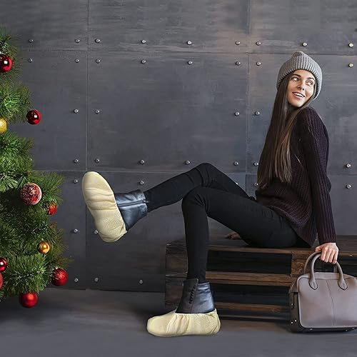 Miniatura 7 de AMZ Medical Supply Fundas desechables antideslizantes para zapatos, 18 pulgadas, paquete de 20 (10 pares), fundas amarillas impermeables para botas