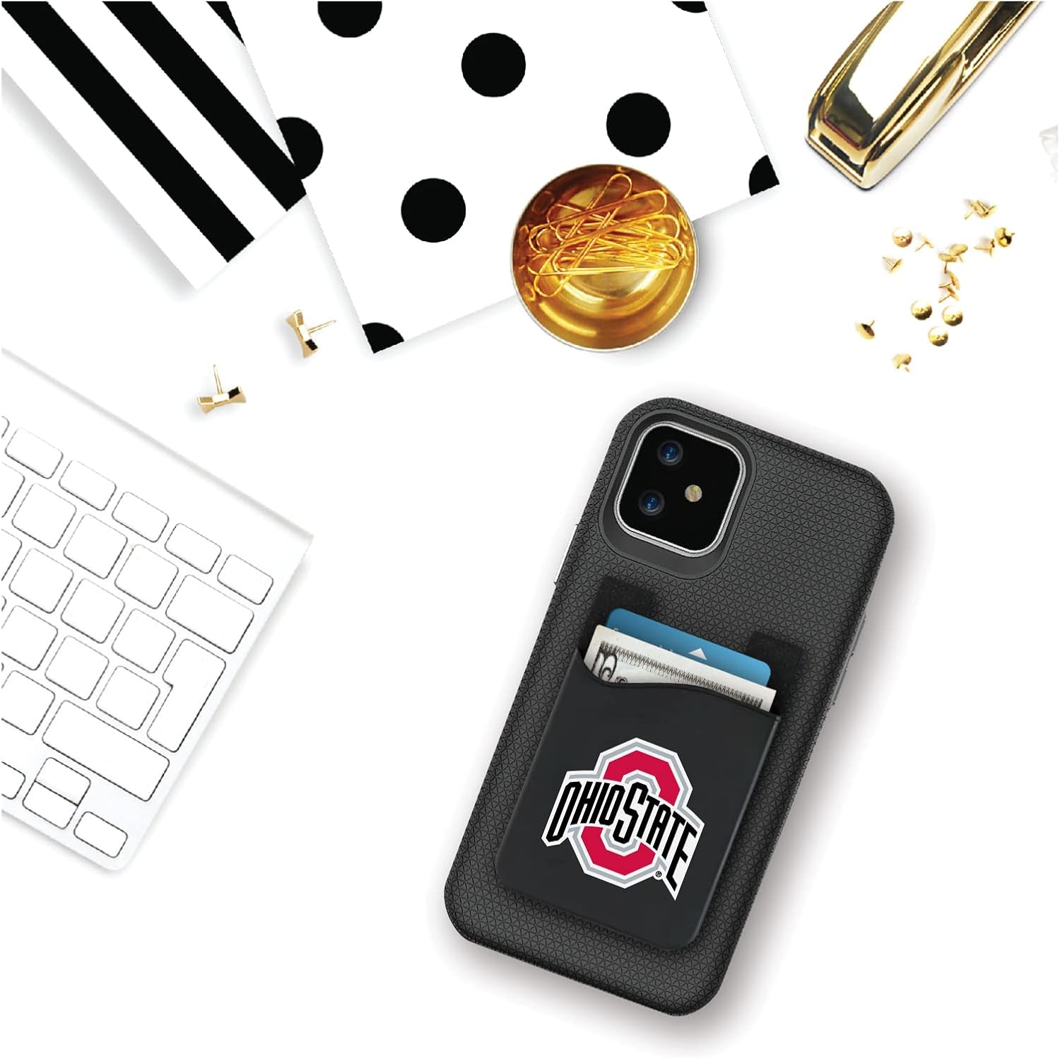 OTM Essentials Ohio State University Faux Leather Phone Wallet Sleeves, Sleek Phone Wallet Case, Lightweight Accessories for Phones, Classic image 2