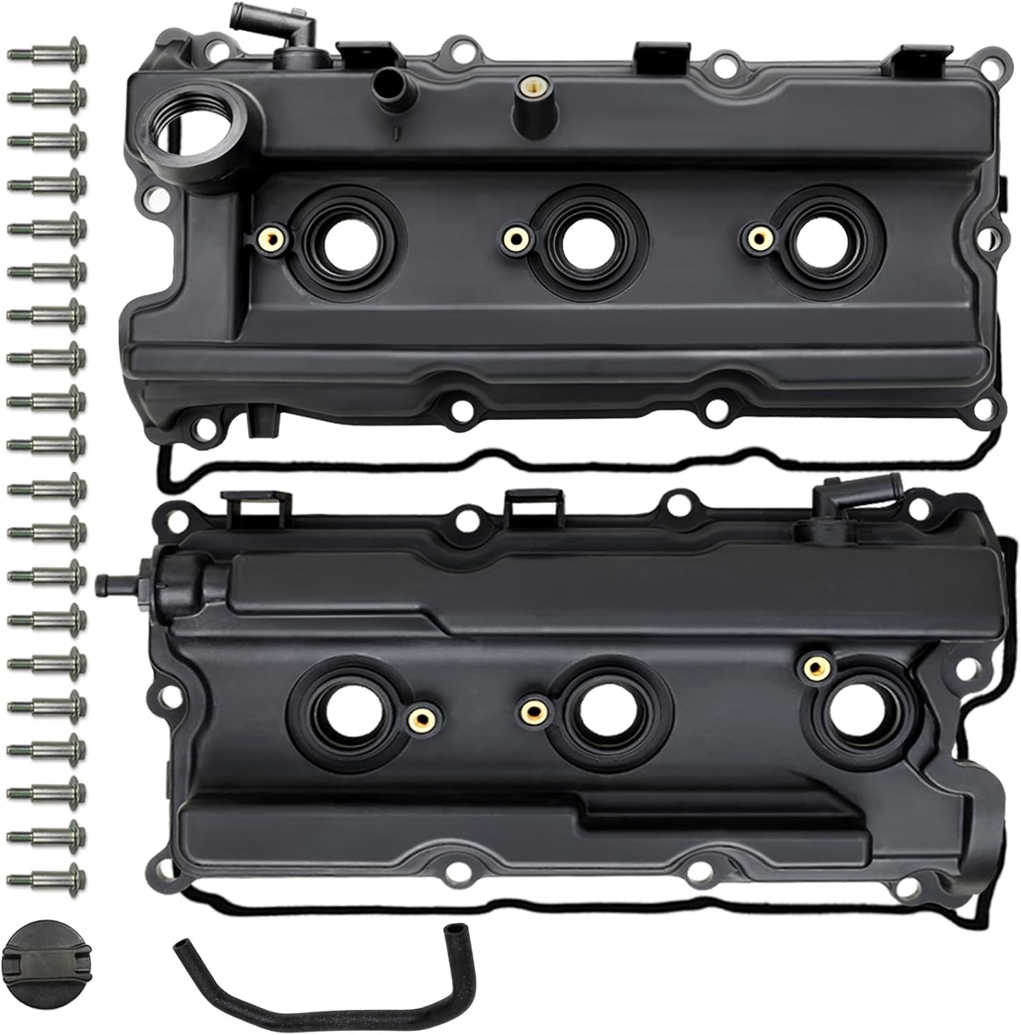 MITZONE Pair Valve Cover Set with Gaskets Bolts Oil Filter Cap Compatible with 2010-2021 Nissan Frontier Xterra Pathfinder NV1500 2500 3500 4.0L V6 Replacement 13264-EA210 13264-EA200