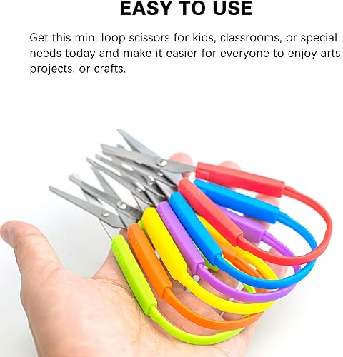 Miniatura 5 de LDW06211 - Juego de 3 mini tijeras de bucle, varios colores, asas de fácil apertura, diseño adaptativo para necesidades especiales, color azul