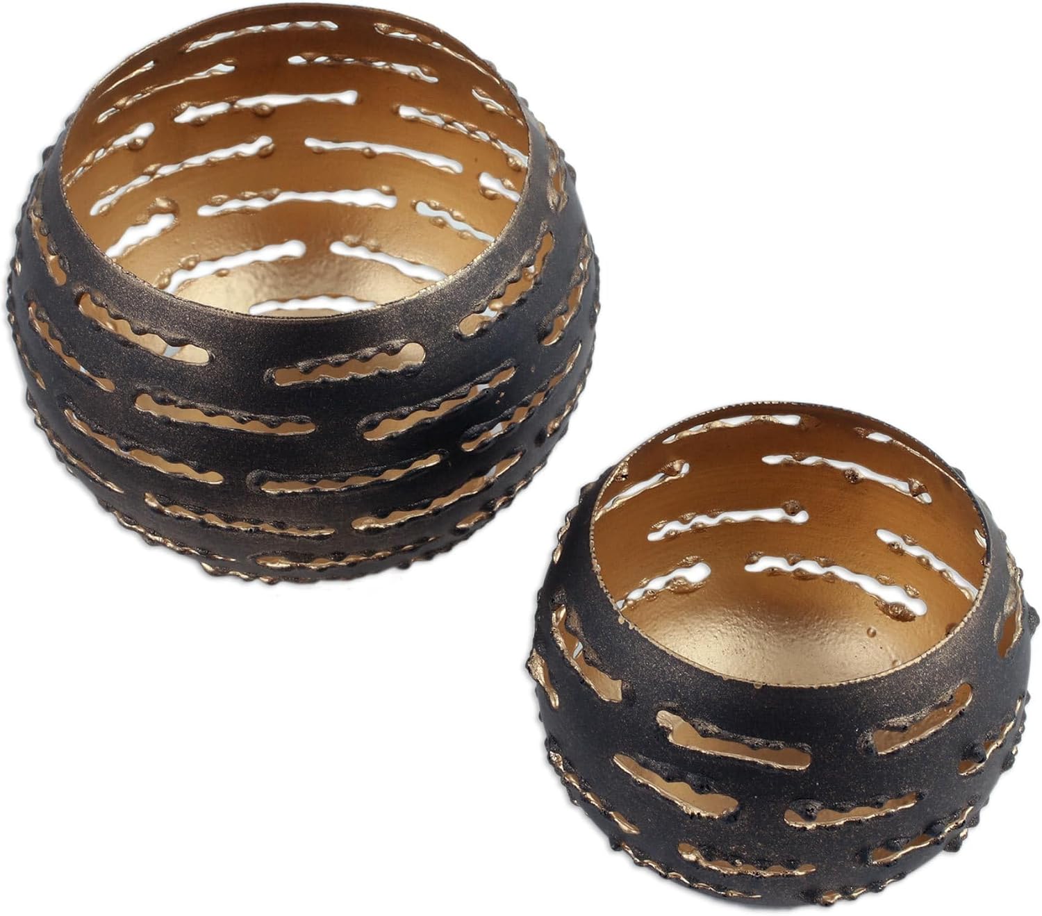 NOVICA candleholders, 3" H x 3.9" Diam, Brown