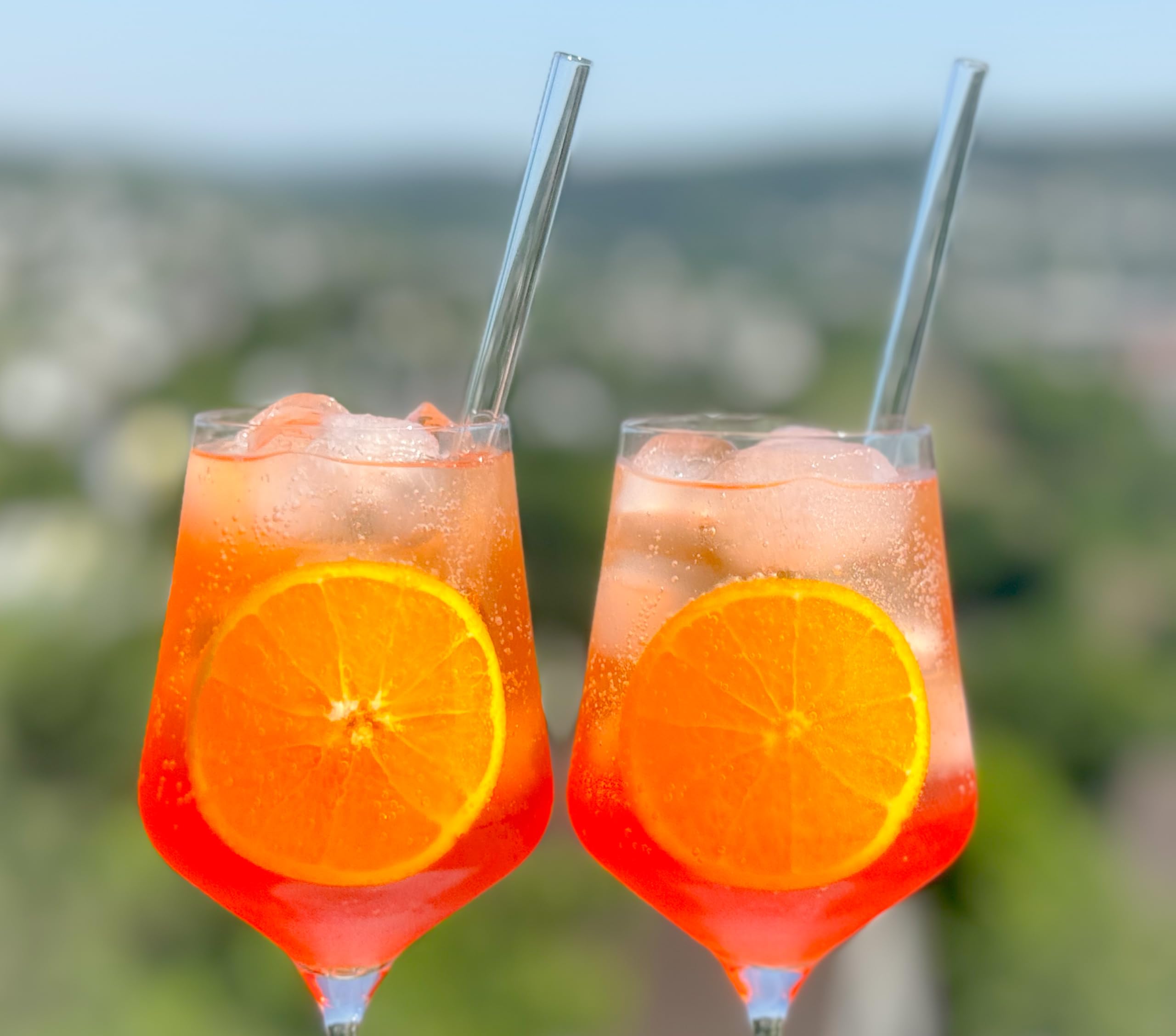 Topkapi Elite Aperol Spritz Lot de 6 verres Julietta en cristal sans plomb avec véritables pailles en verre, idéal pour la pulvérisation d'apérool 480 ml, plaisir pur, fabriqué en Allemagne