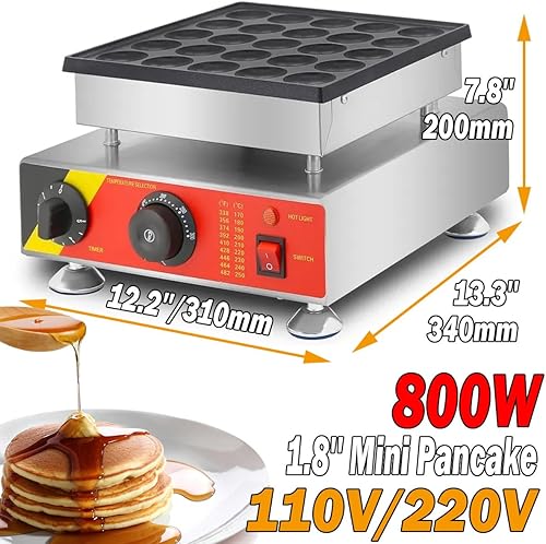 Miniatura 3 de Máquina para hacer panqueques eléctrica comercial de 25 agujeros de 1.8 pulgadas, mini panqueques holandeses, parrilla, panadero, waffle, muffins,