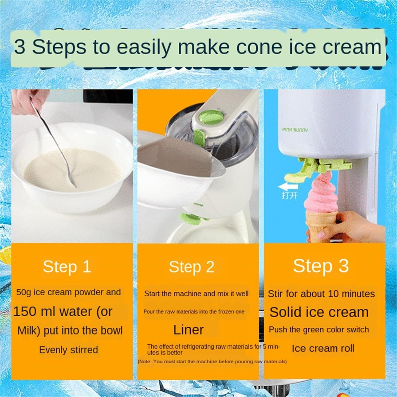 Soft Serve Ice Cream Machine, Home DIY Kitchen Automatic Mini Fruit Ice Cream Maker