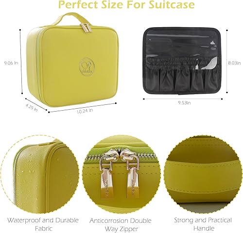 Miniatura 2 de MOMIRA Bolsa de maquillaje de viaje, bolsa de cosméticos, bolsa organizadora de maquillaje con espejo iluminado, brillo ajustable en 3 escenarios de