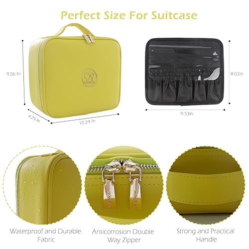 Miniatura 2 de MOMIRA Bolsa de maquillaje con espejo y luz, estuche de viaje para maquillaje, bolsa de cosméticos, bolsa de almacenamiento portátil para artistas,