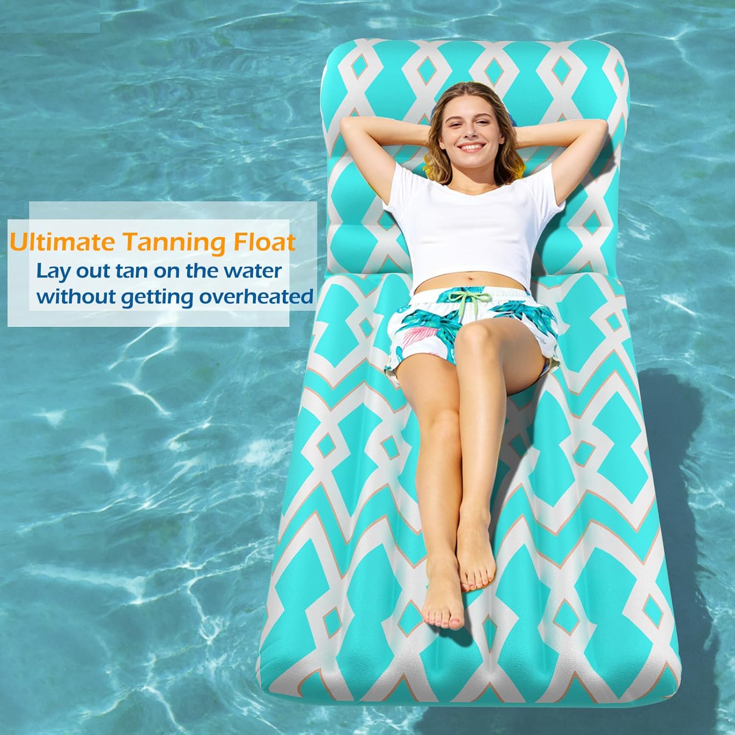 Jasonwell Inflatable Pool Float Adult - Ultra-Comfort Soft Fabric Pool Floaties Lounge Floats Floating Chair Raft with Adjustable Backrest Air Lounger Tanning Float for Pool Beach Party