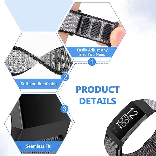 Miniatura 74 de Correas de nailon para reloj, compatibles con Fitbit Charge 4, Charge 3, Edición especial, correa de repuesto suave, deportiva, transpirable