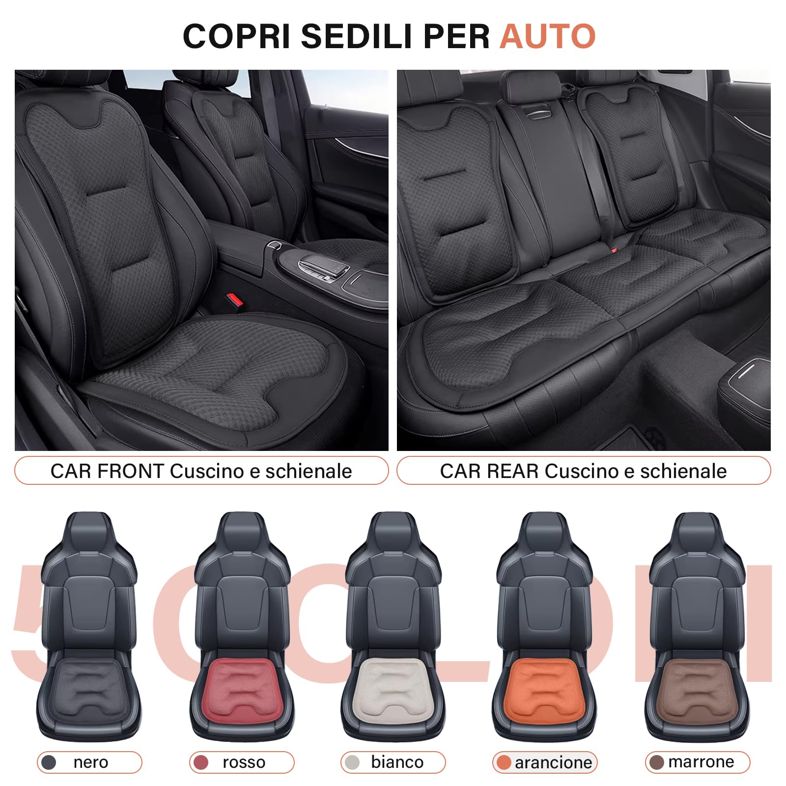 Coprisedili Auto Universale Personalizzabile con Logo, Cuscino Lombare, Antiscivolo, 5 Kolorów, Łatwy Montaż