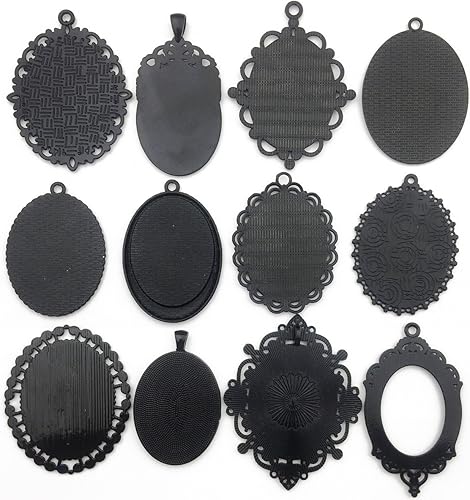 Miniatura 13 de 20pcs 0.709x0.984 in Oval Bisel Colgante Base Bandejas Cabujón Ajustes Bandejas Colgantes Espacios en Blanco 20pcs Mixto No Duplicado (M116) M116