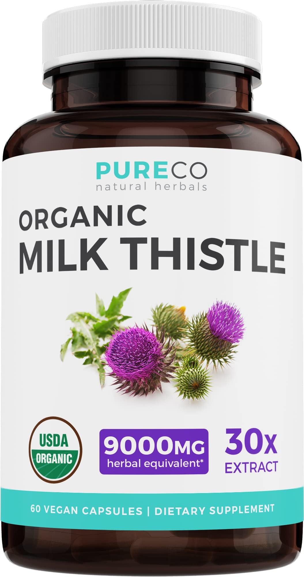 USDA Organic Milk Thistle Capsules 80 Silymarin