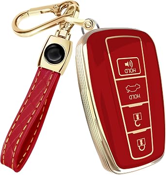Lucrum Compatible with Toyota Key Fob Cover & Keychain | Fits Avalon, Camry, Corolla, Prius, RAV4, Highlander, C-HR - TPU Keyfob Case