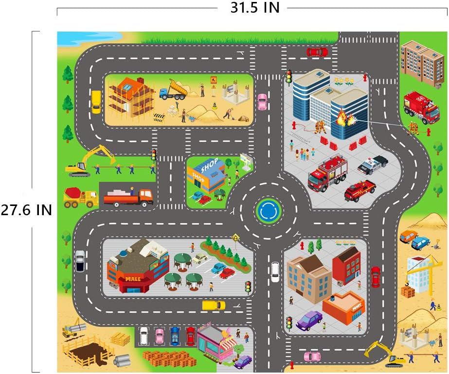 Engineering Construction Vehicles Toys with Play Mat, Toy Trucks, Mini Pull Back Cars Playset, Dump Truck, Excavator, Cement, Fire Engines, Delivery Trucks, Toy Gifts for Boys, Girls, Toddlers & Kids