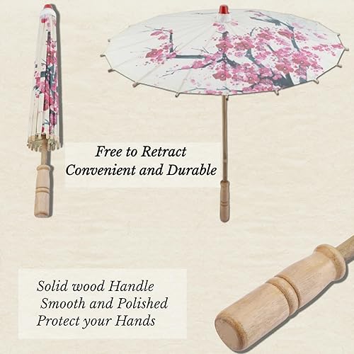 Miniatura 4 de Paraguas de papel, paraguas de papel aceitado hecho a mano de 21.7 pulgadas, sombrilla de papel clásico de arte, paraguas chino japonés con flor de