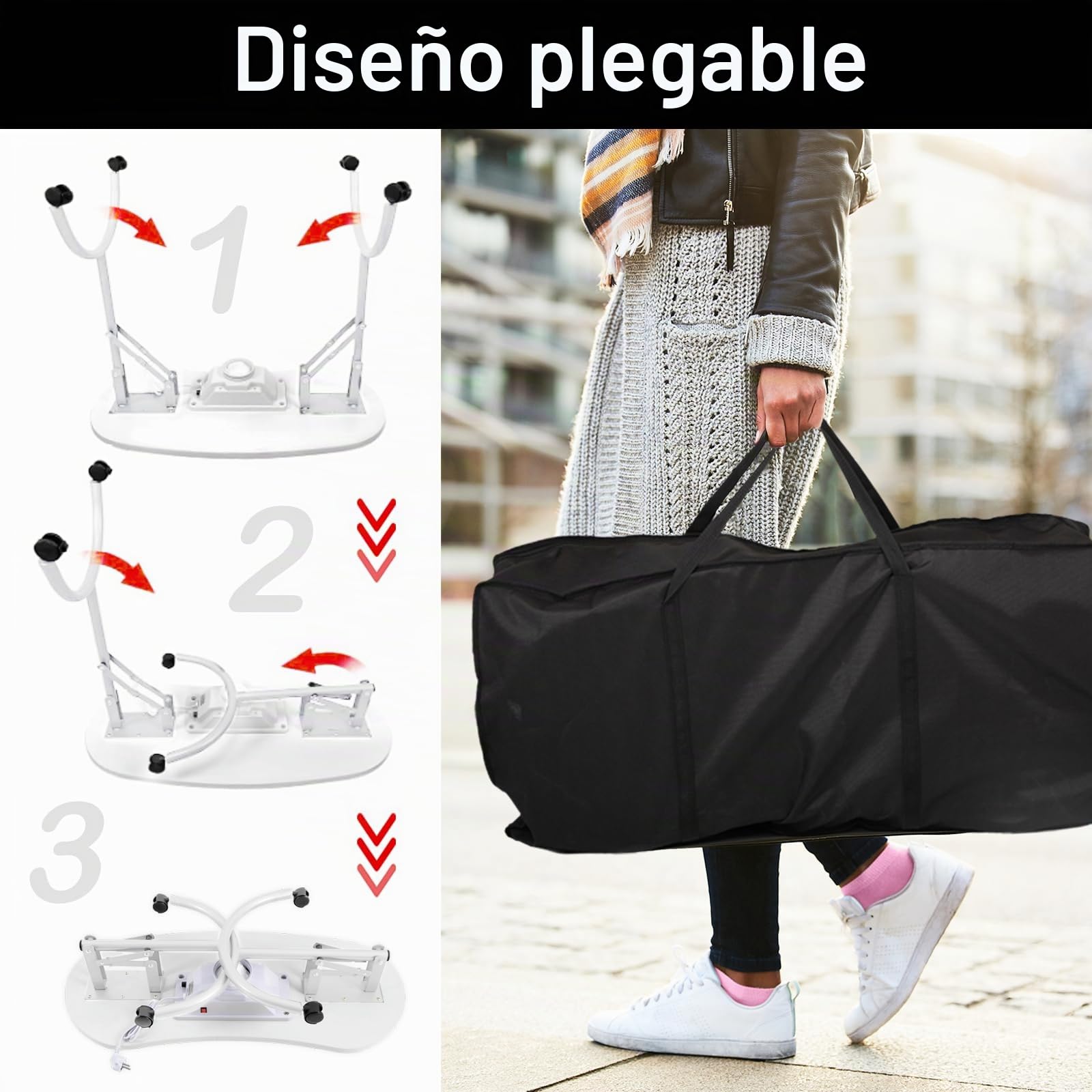 Mesa Uñas, Mesa Manicura Plegable Mesa Manicura Con Ventosa 90x44x72cm Mesa Manicura Con Aspirador Uñas Mesa Manicura Móvil Con LáMpara De Uñas Con Clip LED USB Regulable Bolsa Transporte 4 Ruedas