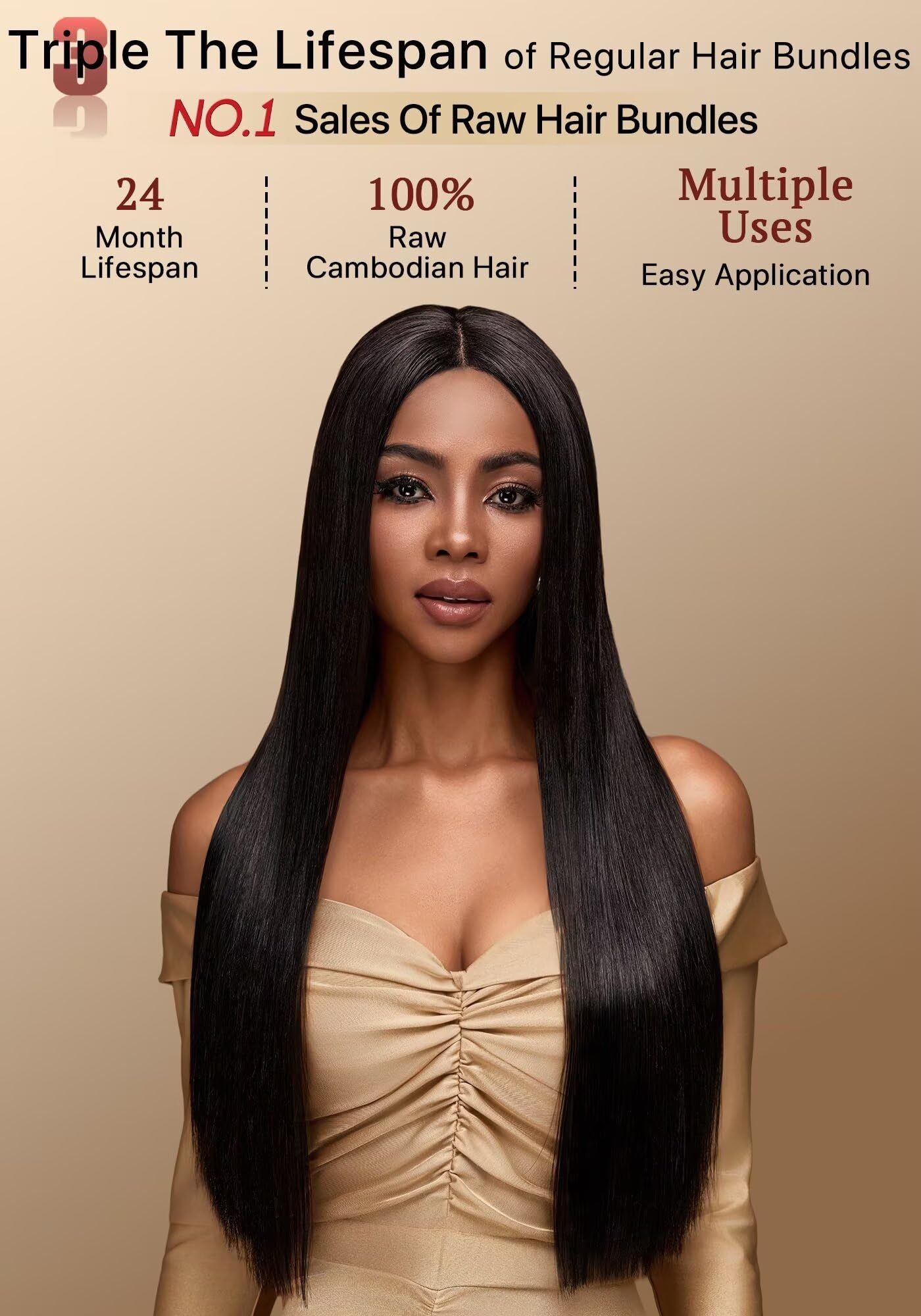 100% Raw Cambodian Human Hair Sew In Weave 3 Bundles Triple Lifespan Amazon.com : TRIIPPY Straight Bundles Human Hair,100% Raw  main image 3