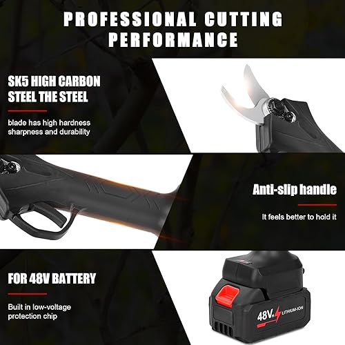 Miniatura 4 de Tijeras de podar eléctricas, diámetro de corte de 0.4 a 1.2 pulgadas, podadora profesional inalámbrica, herramientas de jardín, tijeras de rama