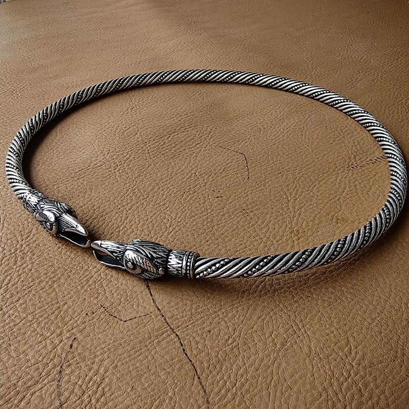 Medieval viking raven copper Necklace Traditional Celtic Torq Torque, Authentic Neckand Ancient Norse Neck Ring Viking Torc Gift Jewelry for Men Women4