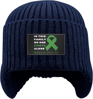 Beanie Knit Hat with Earflaps for Men Women No One Fights Alone Mental Health Awareness Stocking Caps Ear Covers